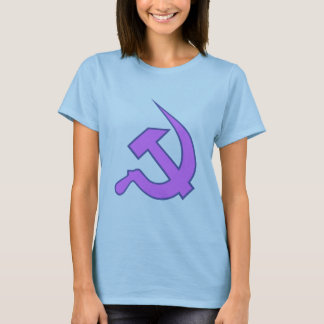 T-shirt Néo- lilas foncé et marteau et faucille bleus sur
