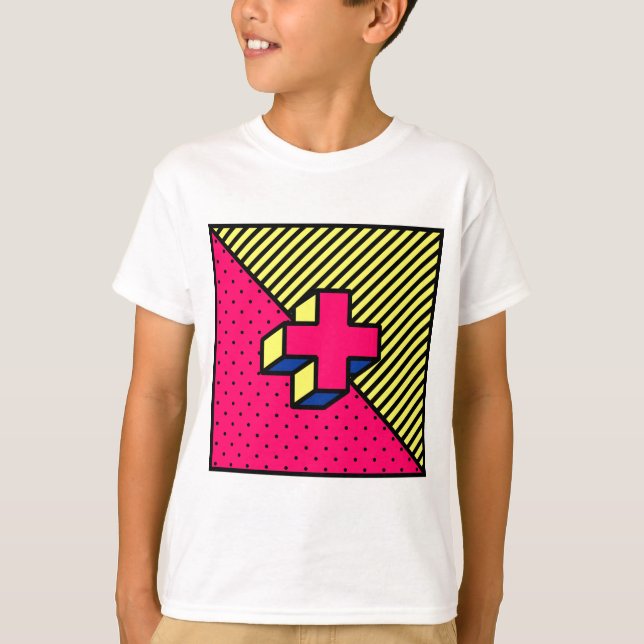 T-shirt Neo Memphis Cross /Plus Sign Motif (Devant)
