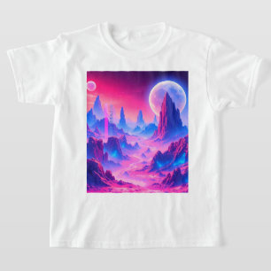 T-shirt Neon Alien Planet Paysage   Art Imaginaire Sci-Fi