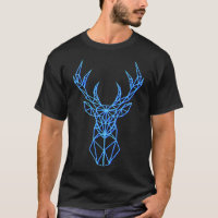Neon Blue Deer Head - Antlers polygones géométriqu