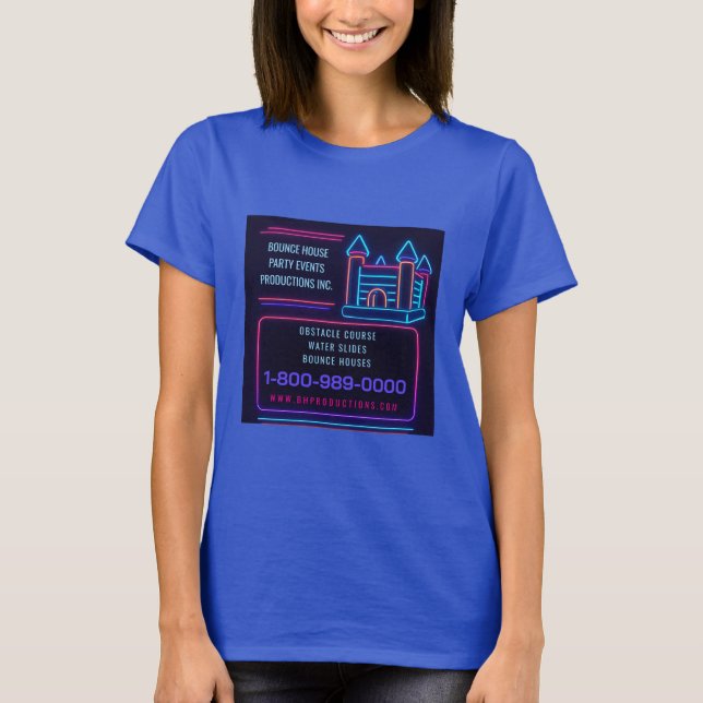 T-shirt NEON BOUNCE HOUSE ANNIVERSAIRE FÊTE Location gonfl (Devant)