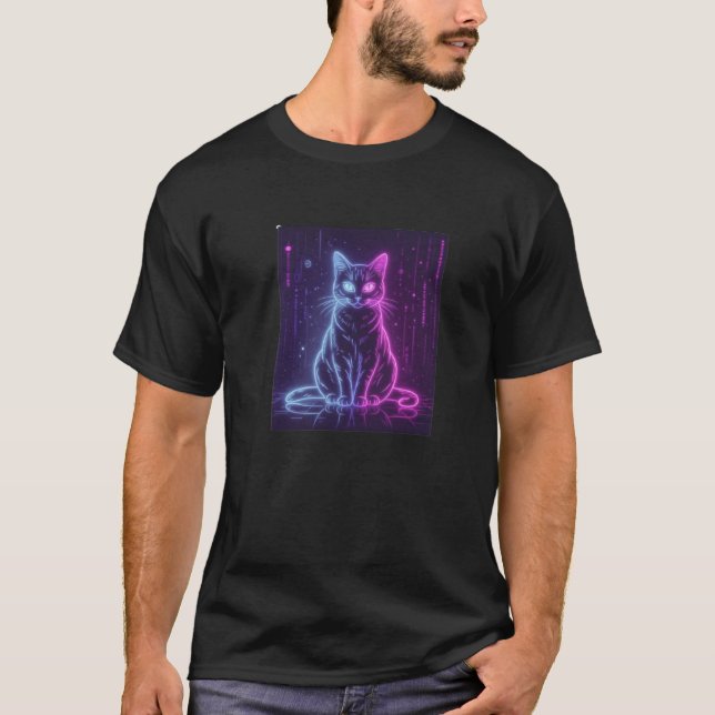 T-shirt **Neon Cat Design – Glowing Futuristic Feline Art* (Devant)