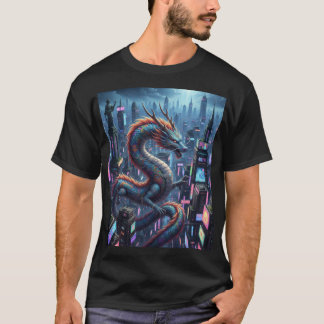 T-shirt Neon Dragon City – Toits futuristes avec Mythica
