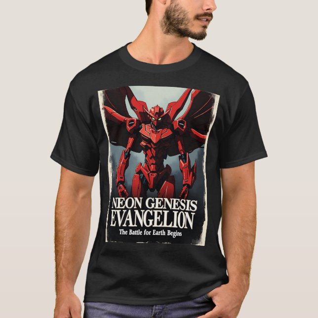 T-shirt Neon Genesis Evangelion The Battle (Devant)