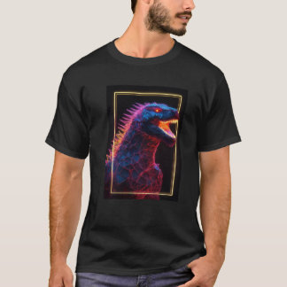 T-shirt Neon Godzilla Polygons