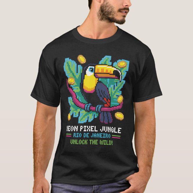 T-shirt Neon Pixel Jungle (Devant)