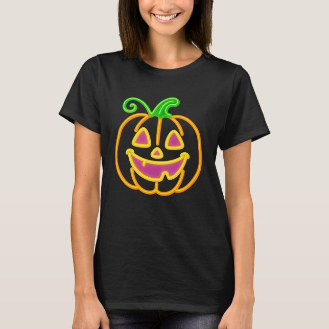 T-shirt Neon Pumpkin – Fun Halloween Light Design (Devant)