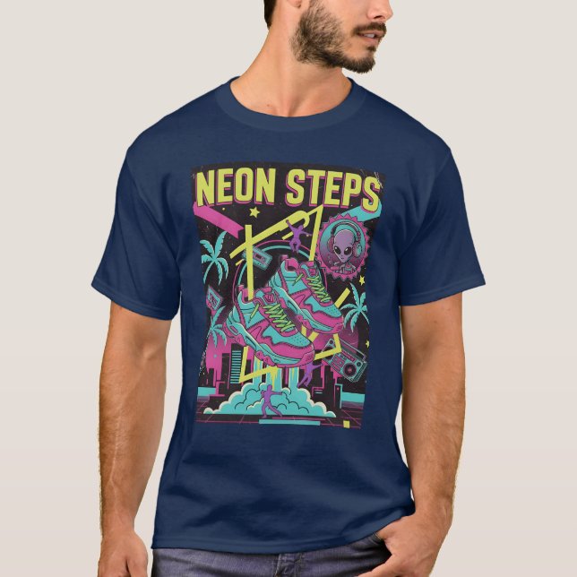 T-shirt Neon Steps Retro Athletic retro (Devant)