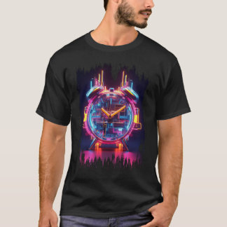 T-shirt Neon Techno Horloge