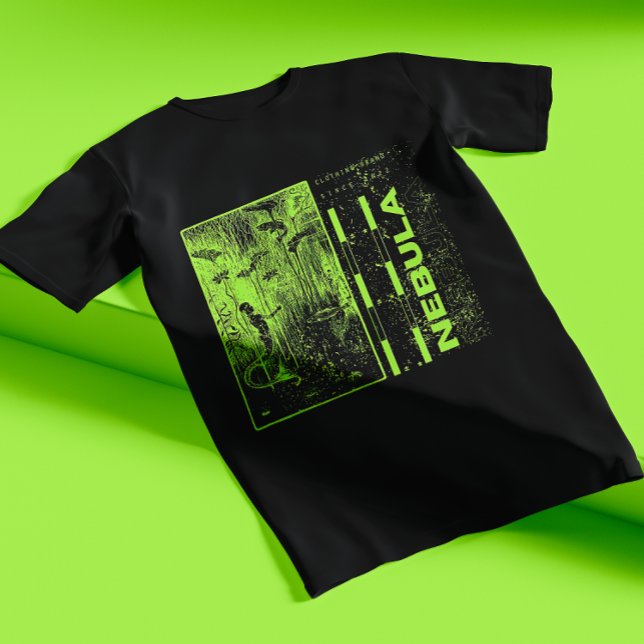 T-shirt Néon Vert Et Hipster Noir Nebula Moderne (Créateur téléchargé)