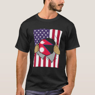 T-shirt Népal Drapeau de sang intérieur de moi Accueil Fie