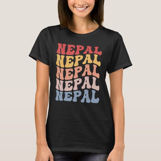 T-shirt Nepal Groovy Retro Nepali (Devant)