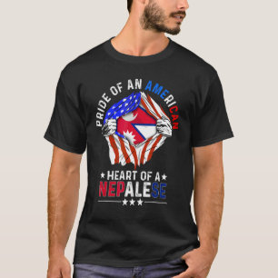 T-shirt Népalais Américain Amérique Fierté Étranger Pays N