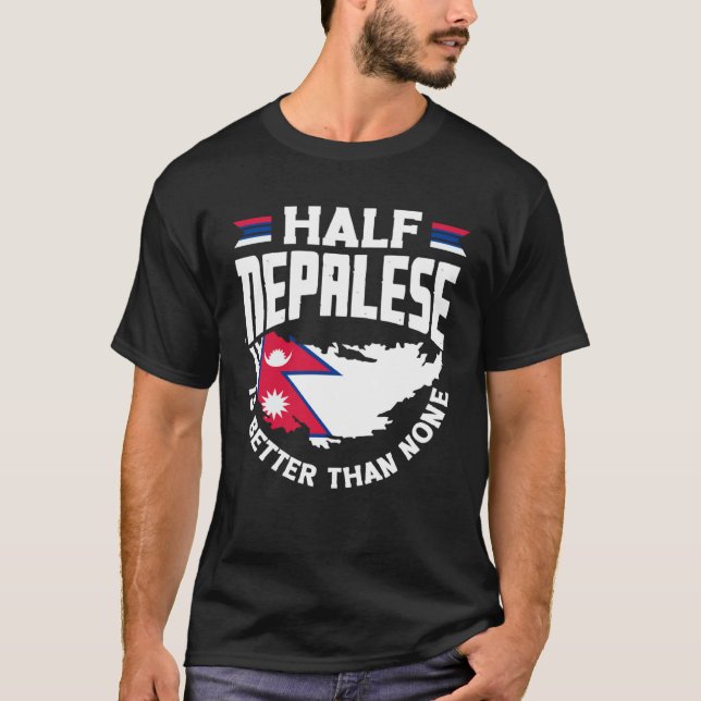 T-shirt Nepalese Nepal Nepalese Flag Half Nepalese (Devant)