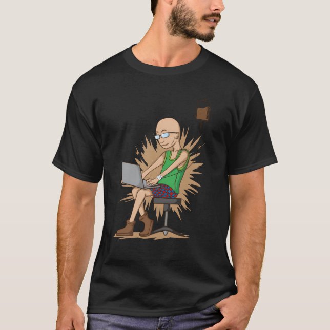 T-shirt Nerd buveur de café hachant suspendu à la goutte d (Devant)