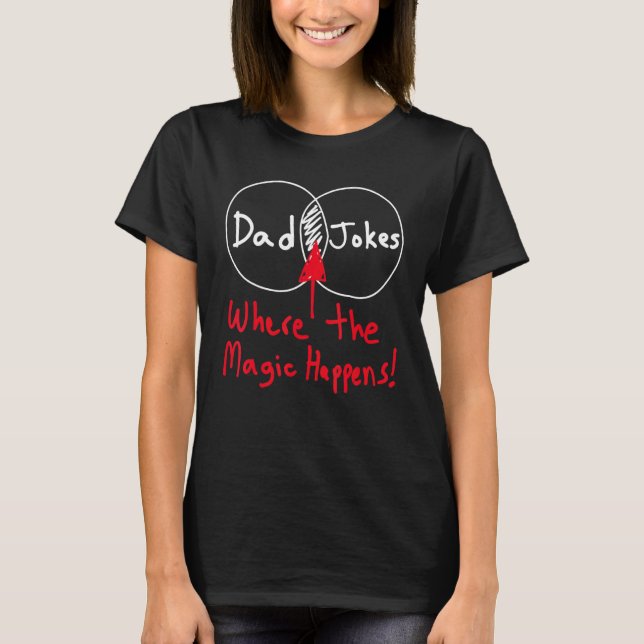 T-shirt Nerdy Dad Jokes Venn Diagram Where The Magic Happe (Devant)