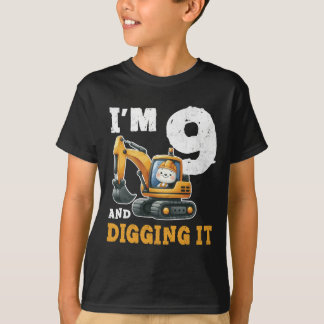 T-shirt Neuf 9ans 9e anniversaire Digger Boy Construction