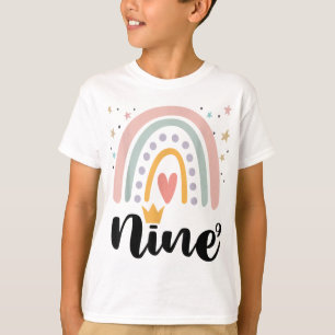 T-shirt Neuf Anniversaire Rainbow Party Famille 9 ans
