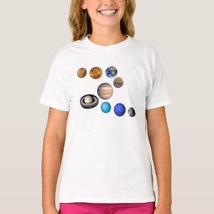 T-shirt Neuf planètes dans le système solaire. Mercure, Vé