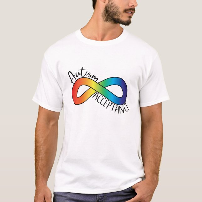 T-shirt Neurodiversité Acceptation de l'autisme Arc-en-cie (Devant)