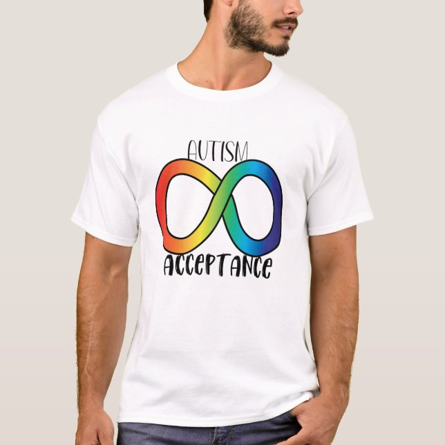 T-shirt Neurodiversité Acceptation de l'autisme Arc-en-cie (Devant)