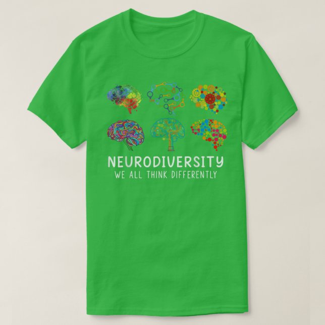 T-shirt Neurodiversité Cerveau Nous pensons tous différemm (Design devant)