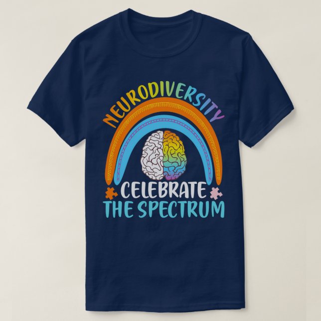 T-shirt Neurodiversité spectre autiste DMPS TDAH arc-en-ci (Design devant)