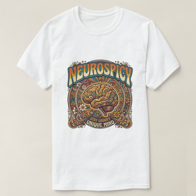 T-shirt Neurospicy Brain | Groovy Retro Psychedelic Tee (Design devant)