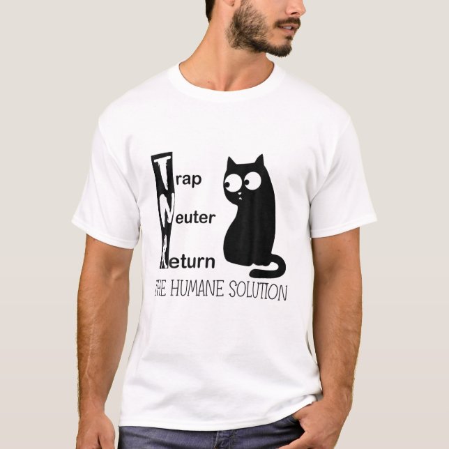 T-shirt Neutre Piège Retourne La Solution Humane. Chat mig (Devant)