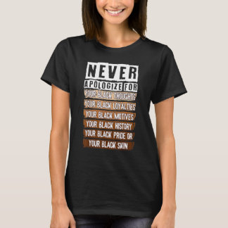 T-shirt Never Apologize Black History Month BLM Melanin Pr