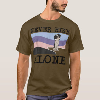 T-shirt Never Hike Alone Japanese Chin Dog Hiking 
