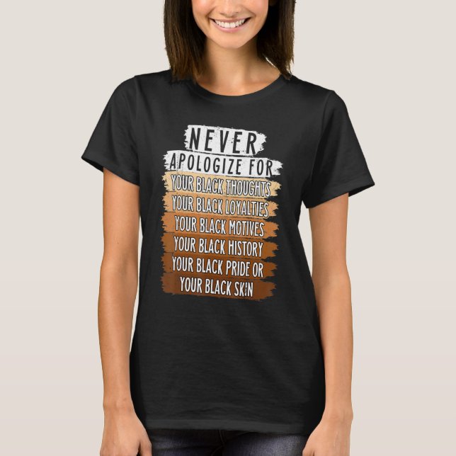 T-shirt Never Retro Apologize BLM Black History Month Mela (Devant)