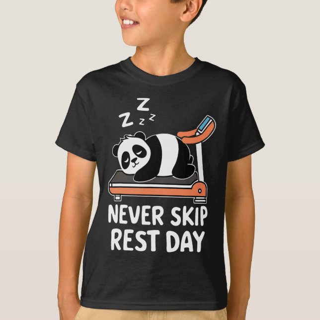T-shirt Never Skip Rest Day Funny Bodybuilding Panda Worko (Devant)
