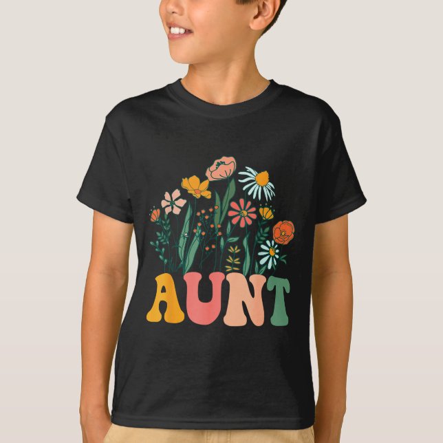 T-shirt New Aunt Wildflower First Birthday &amp; Baby Show (Devant)