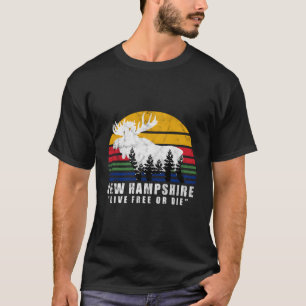 T-shirt New Hampshire Live Free Ou Die Moose Forest