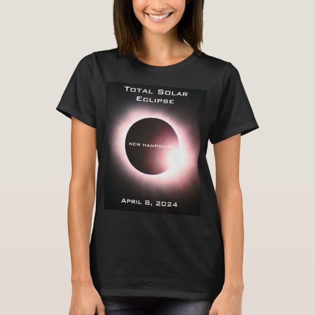 T-shirt NEW HAMPSHIRE Total éclipse solaire 8 avril 2024 (Devant)