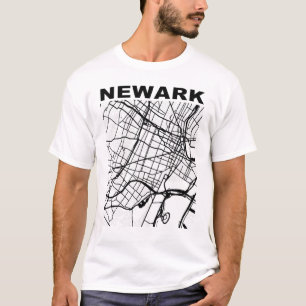 T-shirt New Jersey Souvenir Newark City Street Carte