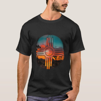 T-shirt New Mexico Zia Symbol And Landscape