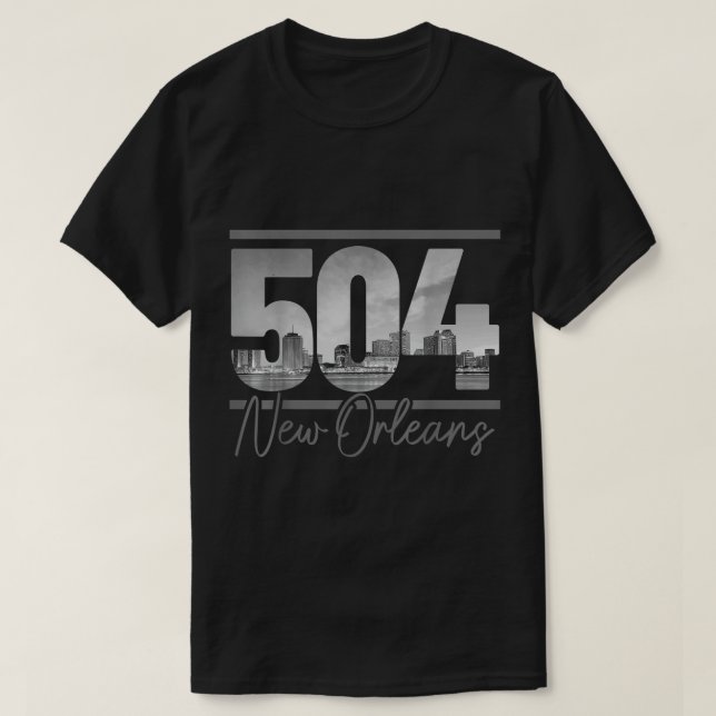 T-shirt New Orleans 504 Indicatif régional Skyline Louisia (Design devant)