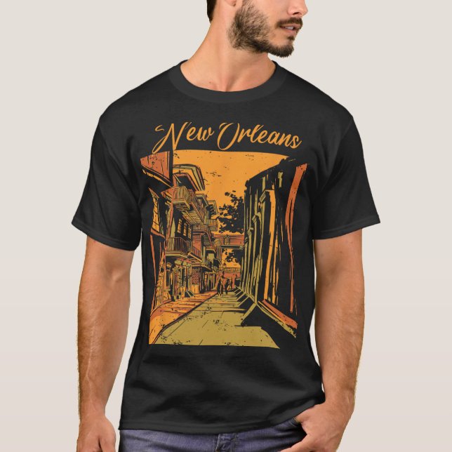 T-shirt New Orleans Louisiana Souvenir Bourbon Street  (Devant)