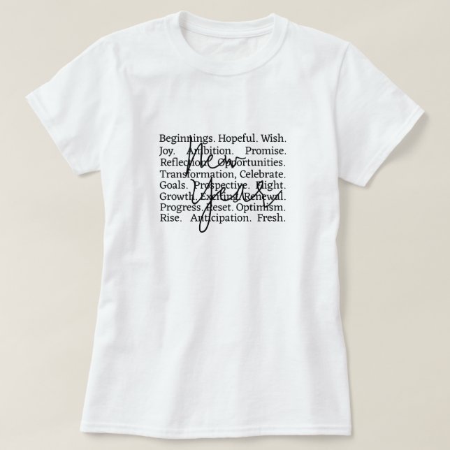 T-shirt New Year Words, New Years Shirt, Happy New Year (Design devant)