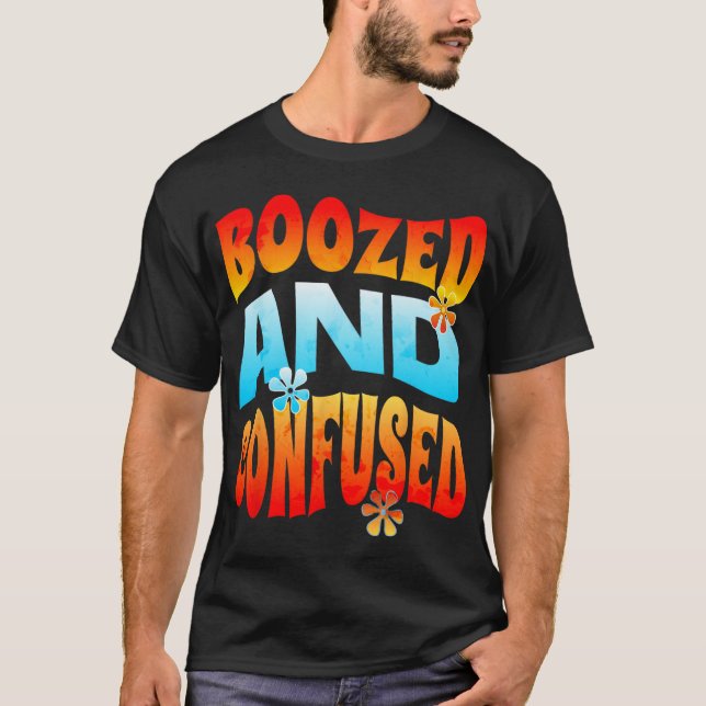 T-shirt New Years Eve Boozed And Confused Retro 2025 Adult (Devant)