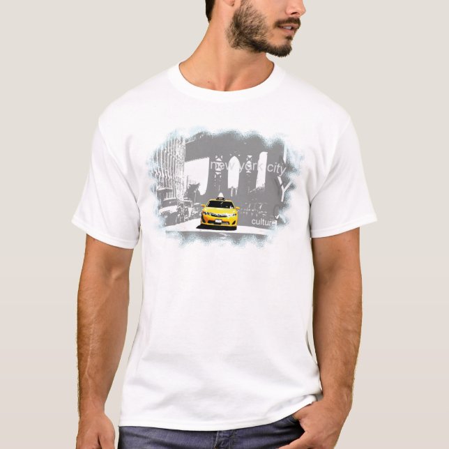 T-shirt New York City Nyc Taxi jaune moderne Pop Art (Devant)