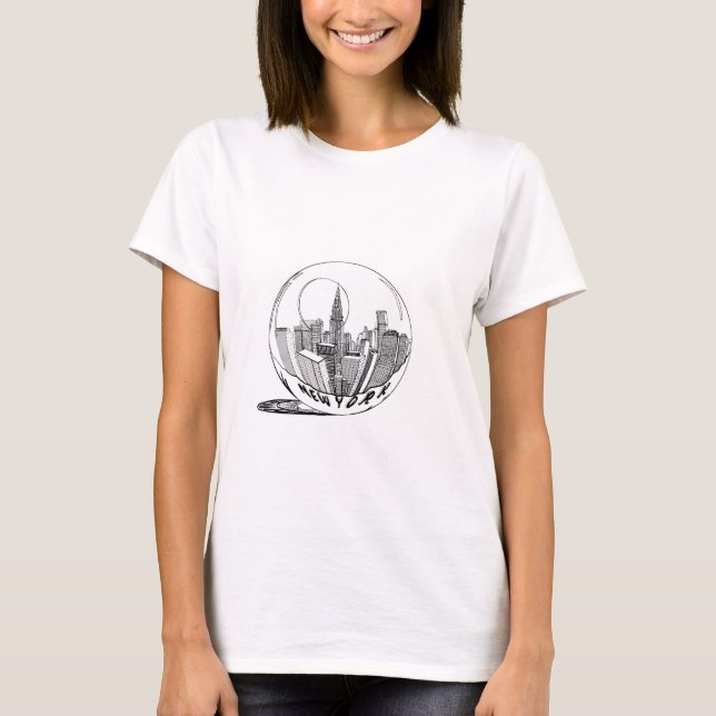 T-shirt New York dans une boule de verre (Devant)