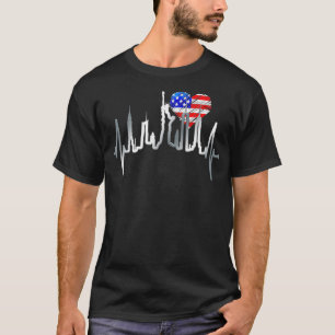 T-shirt New York Skyline Heartbeat Statue Of Liberty US Fl