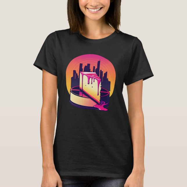 T-shirt New York Style Cheesecake Synthwave 80s Rétrowave (Devant)