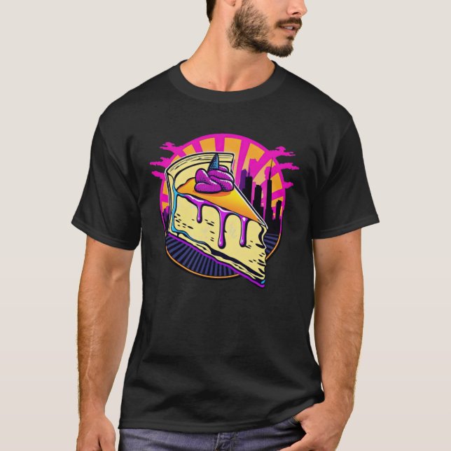 T-shirt New York Style Cheesecake Synthwave 80s Retrowave  (Devant)