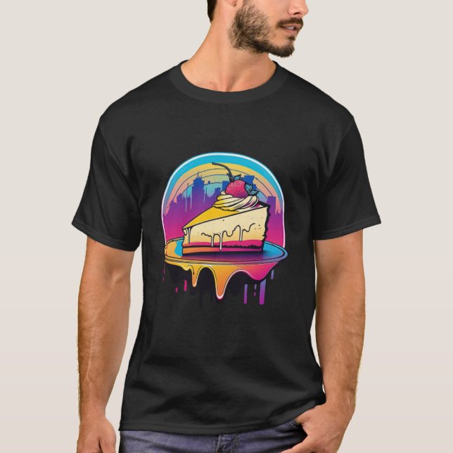 T-shirt New York Style Cheesecake Synthwave 80s Retrowave  (Devant)