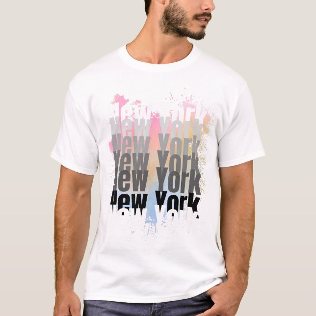 T-shirt New York Typographie Splash Art (Devant)