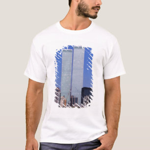 T-shirt New York, USA. Tours jumelles du célèbre monde